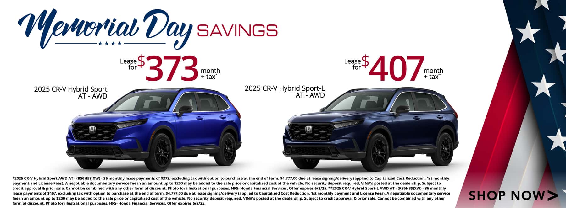 Memorial Day CR-V Hybrid Leases