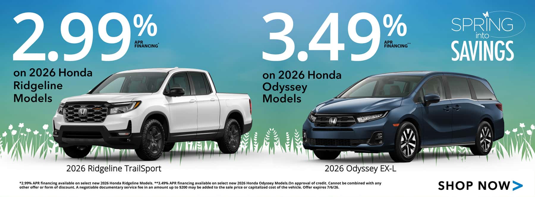 Honda Ridgeline and Honda Odyssey APR Offer