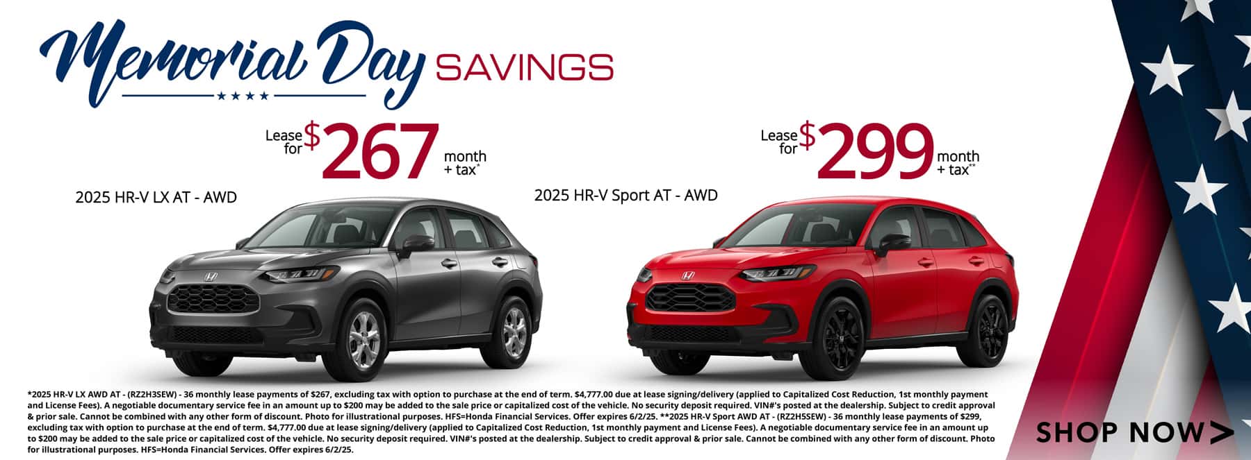 2025 HR-V Lease Specials Memorial Day