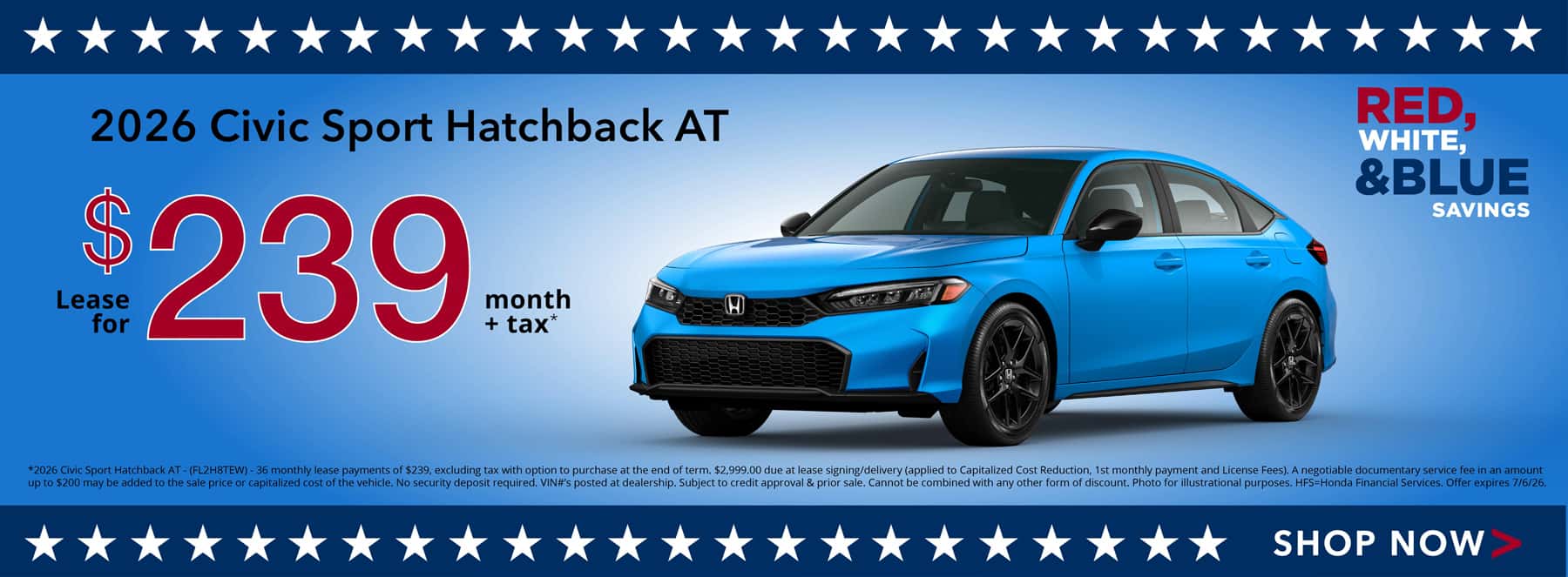 2026 Civic Sport Hatchback Lease