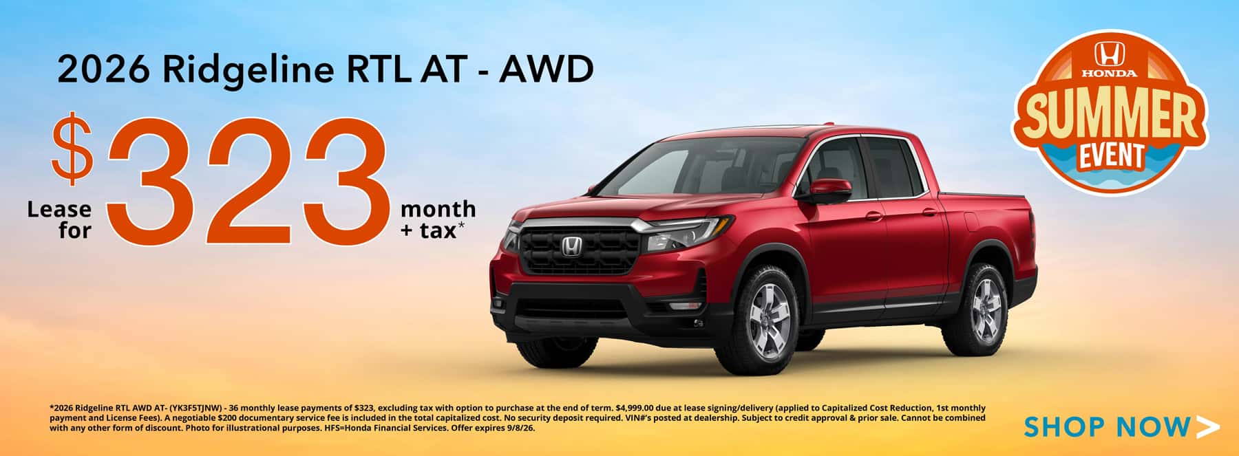 2026 Honda Ridgeline Lease Offer