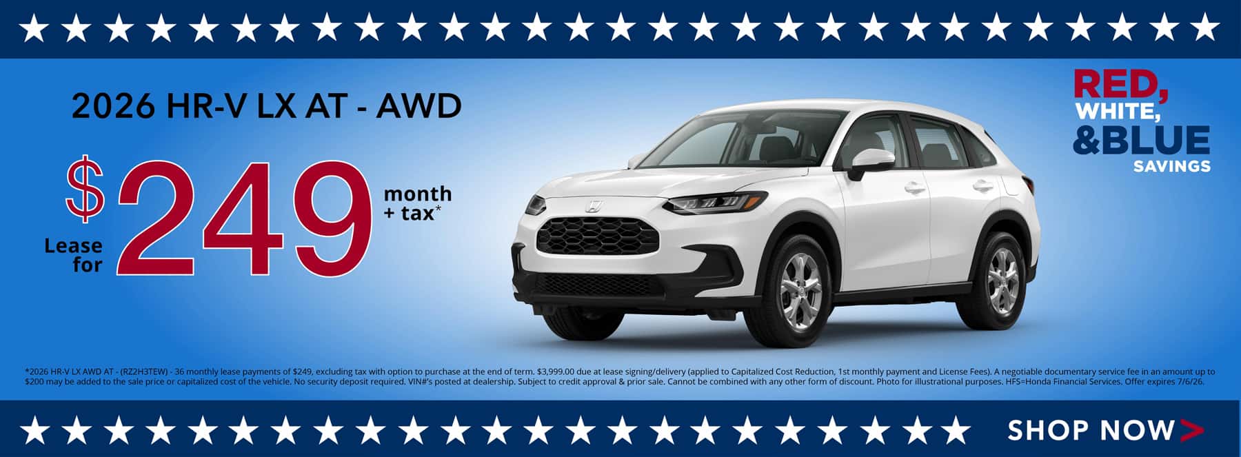 2026 HR-V Lease Offer
