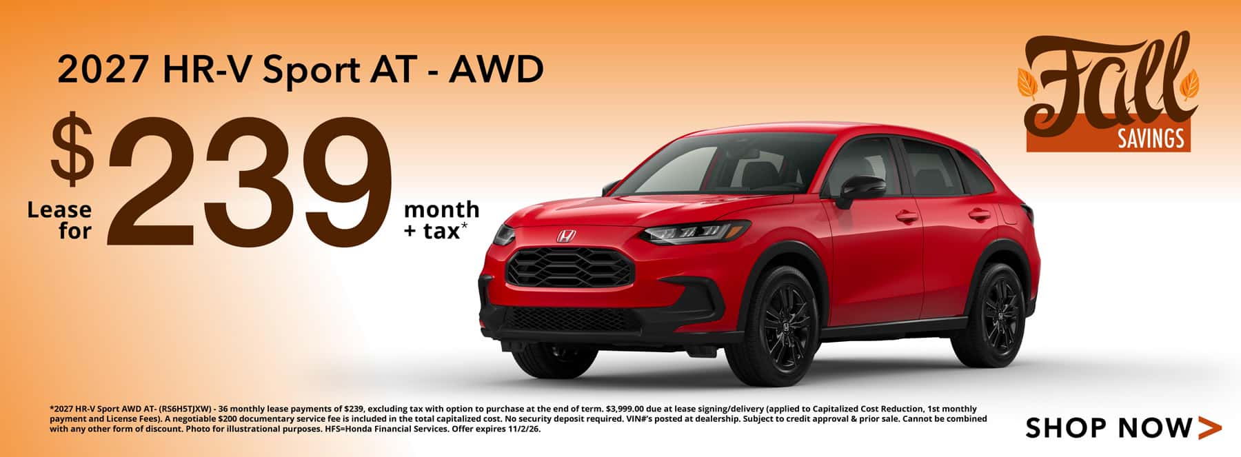 2027 Honda HR-V Sport Lease