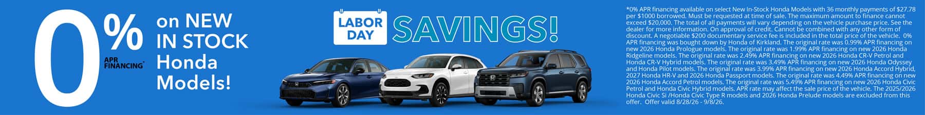 0% APR Financing on New In Stock Hondas