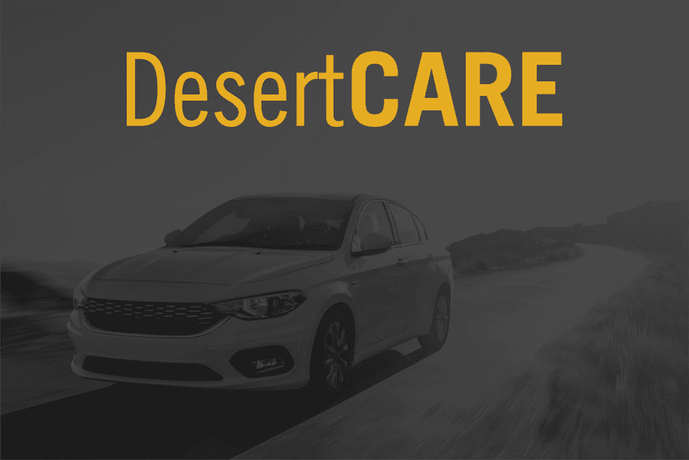 Gray and yellow DesertCare logo