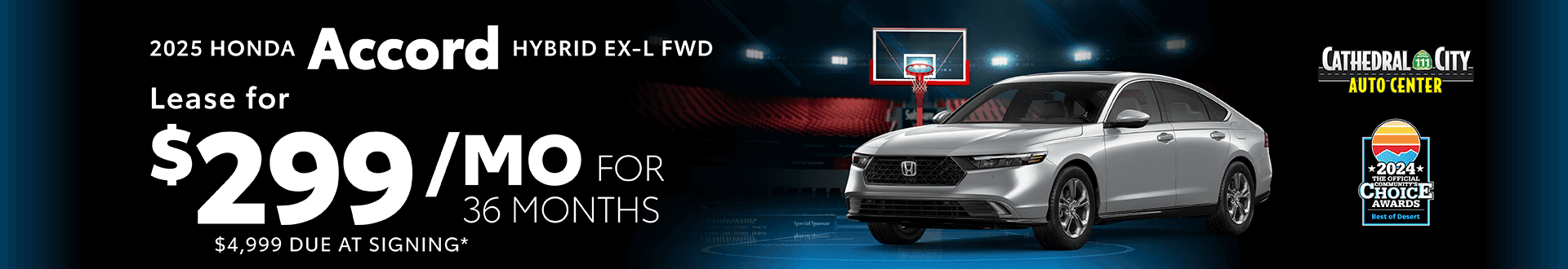 2025 Accord Hybrid EX-L FWD $299 per month lease 36 months $4,999 due at signing