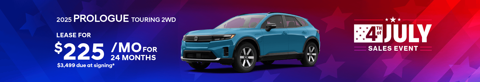 2025 Prologue Touring 2WD $225 per month lease 24 months $3,499 due at signing