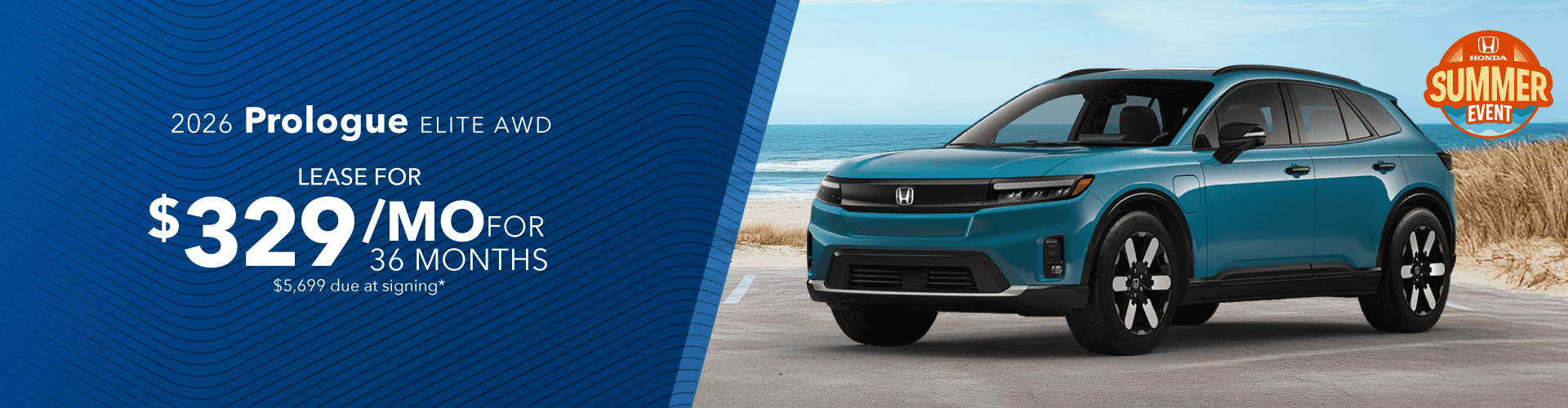 2026 Honda Prologue ELITE AWD: Lease for $329/month for 36 months*