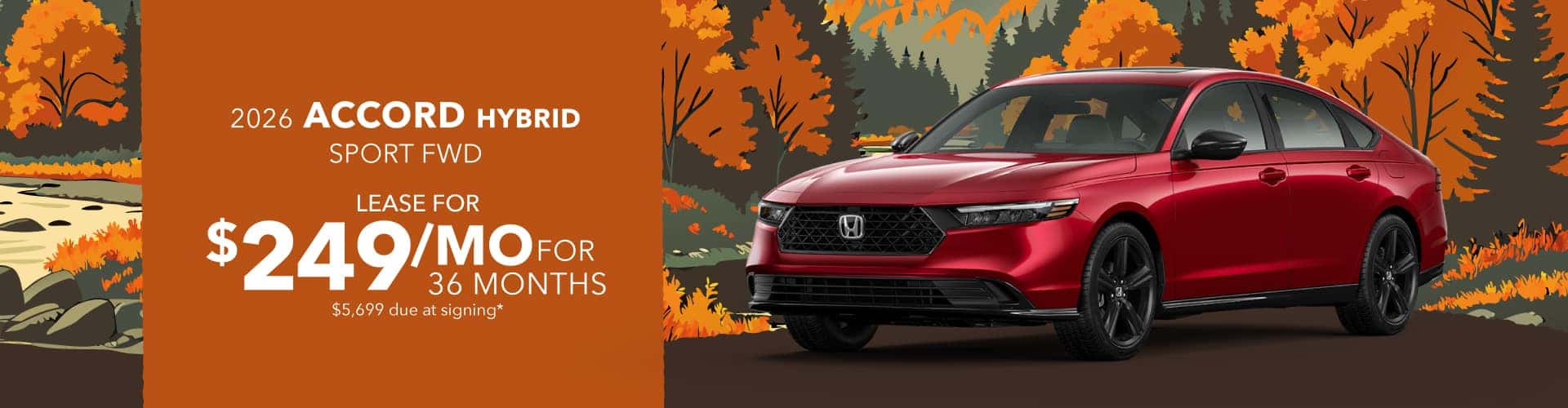 2026 Honda Accord Hybrid Sport FWD: Lease for $249/month for 36 months*