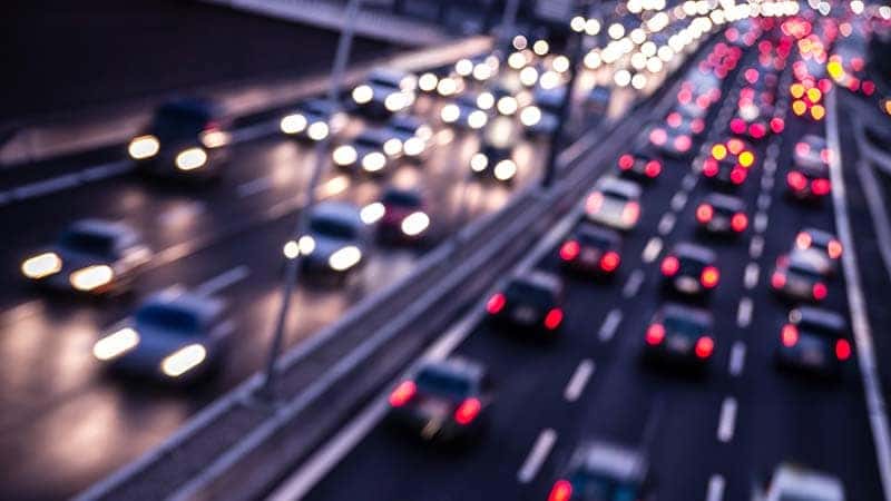 traffic on a highway by night