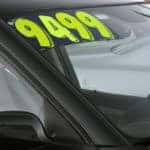 Used car with price sticker