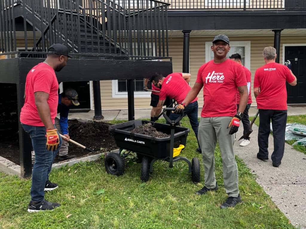 The Big Star team landscaped and beautified the grounds of local women and children’s shelter Bridge Over Troubled Waters.