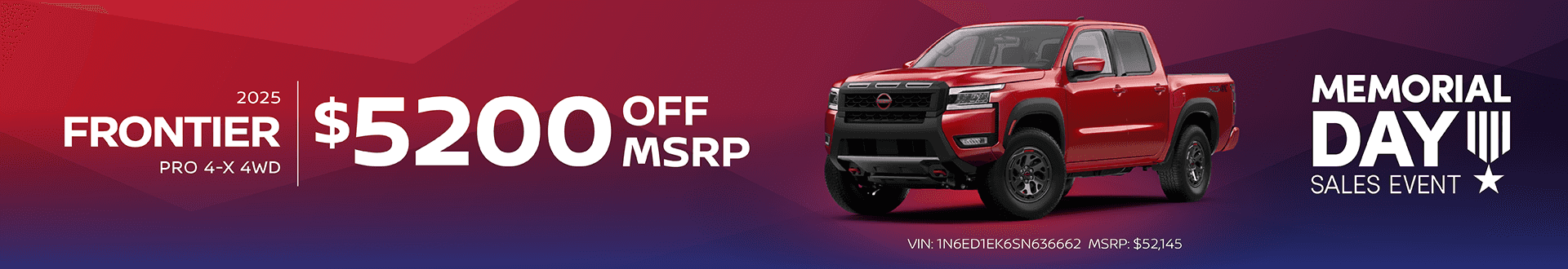 2025 Frontier PRO 4-X 4WD: Get $5,200 off MSRP