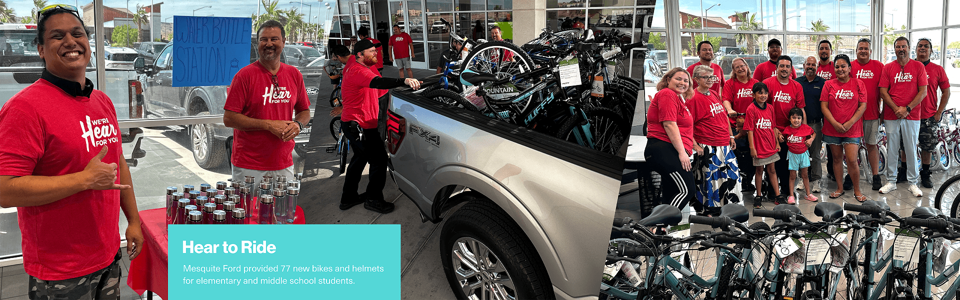 Mesquite Ford supported 4 elementary schools and provided 77 bikes and helmets to donate to local kids to support National Bike Month.