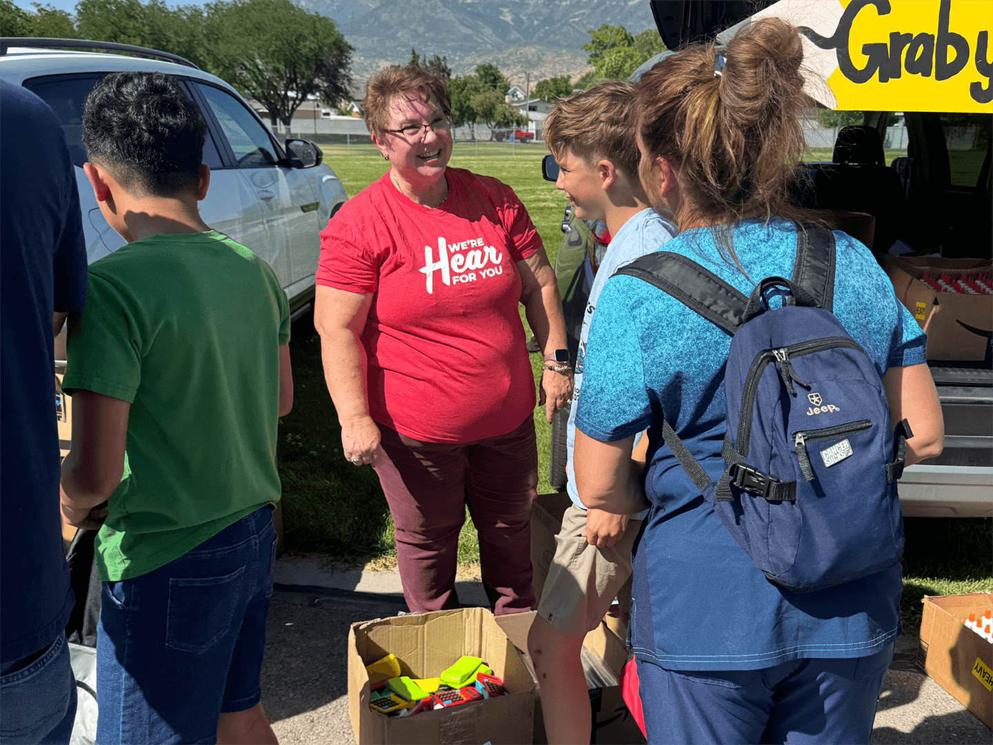 Cars Filled with School Supplies for Westmore Elementary