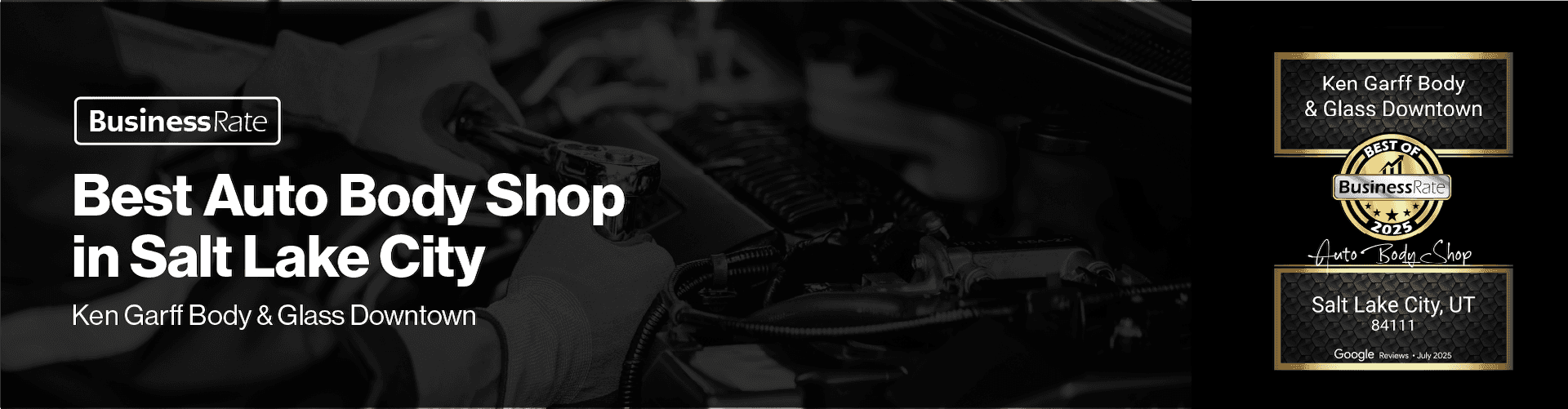 Best Auto Body Shop in Salt Lake City Award from BusinessRate