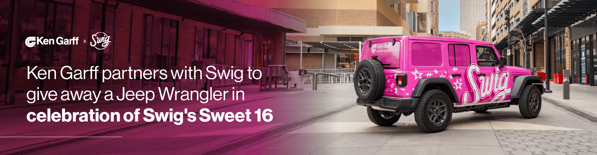 Ken Garff partners with Swig to give away a Jeep Wrangler in celebration of Swig's Sweet 16