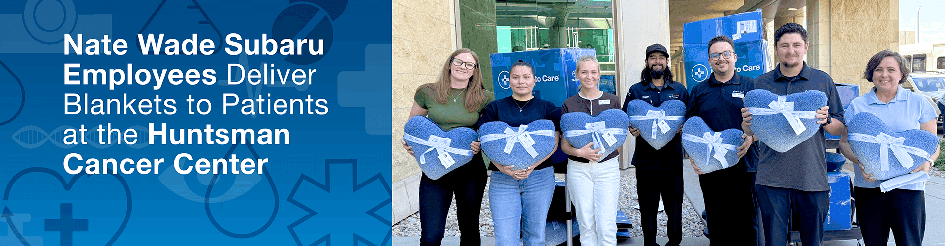 Nate Wade Subaru Employees Deliver Blankets to Patients at Huntsman Cancer Center