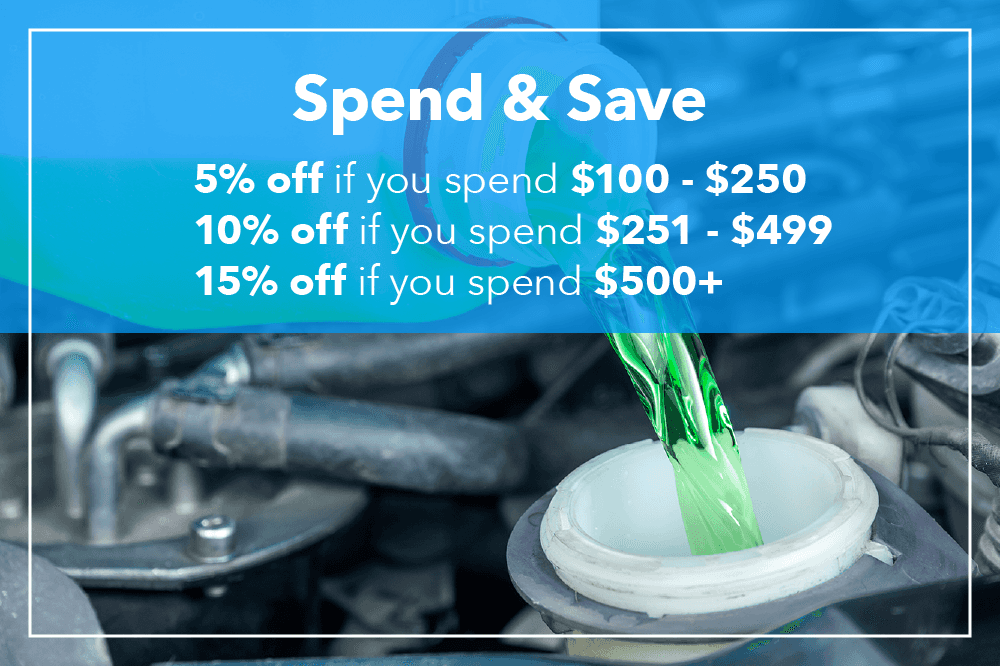 5% off if you spend $100-$250 10% off if you spend $251- $499 15% off if you spend $500+