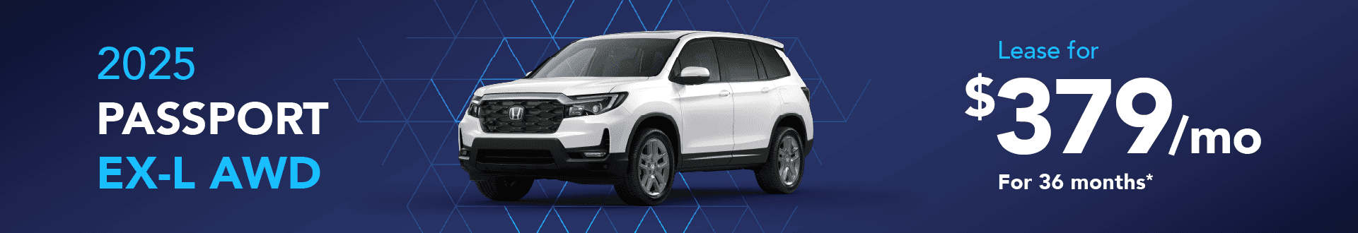 2025 PASSPORT EX-L AWD Lease For $379 per Month For 36 months