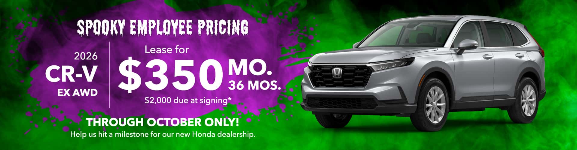 2026 Honda CR-V EX AWD: Lease for $350/month for 36 months*