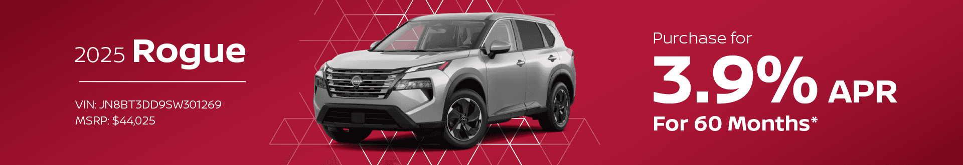 2025 Nissan Rogue : Buy at 3.9% APR for 60 Months -