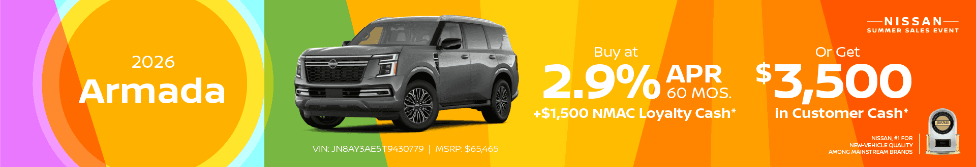 2026 Armada 2.9% APR Financing |60 Months Plus $1,500 NMAC Loyalty Cash*