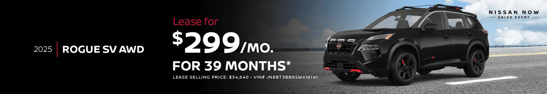 2025 Rogue SV AWD Lease For $299 per Month For 39
