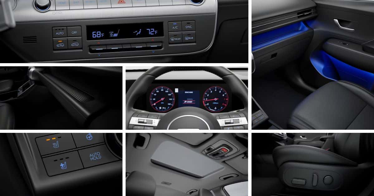 Key interior features in the 2026 Hyundai Kona cabin