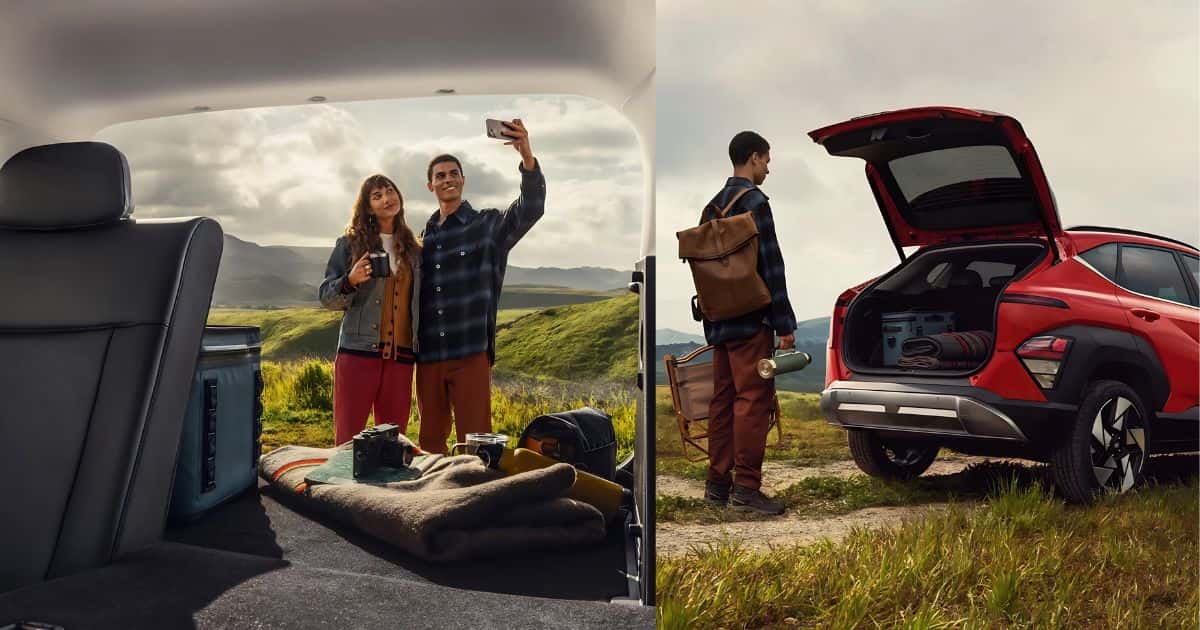 The 2026 Hyundai Kona has 63.7 cubic feet of total cargo room with rear seats folded