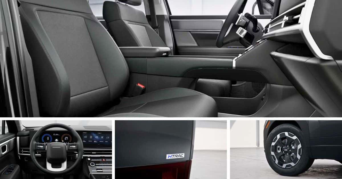 Standard exterior and interior features of the 2026 Hyundai Santa Fe SE