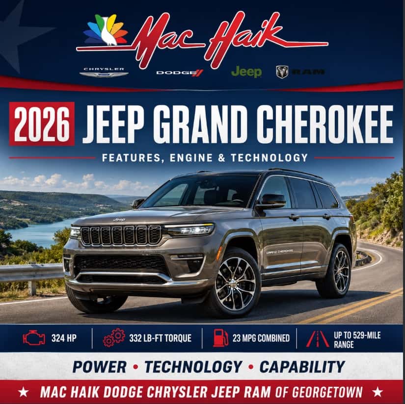 2026 Jeep Grand Cherokee features and engine at Mac Haik Dodge Chrysler Jeep Ram of Georgetown