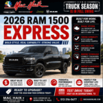 2026 RAM 1500 Express features and engine at Mac Haik Dodge Chrysler Jeep Ram of Georgetown