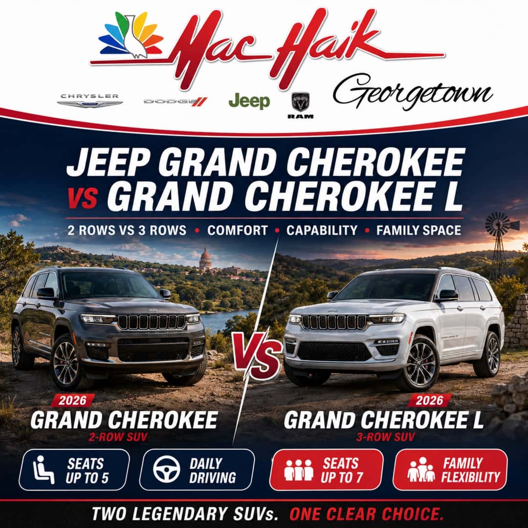 Jeep Grand Cherokee vs Grand Cherokee L 2 Rows vs 3 Rows • Comfort • Capability • Family Space Mac Haik Dodge Chrysler Jeep Ram of Georgetown