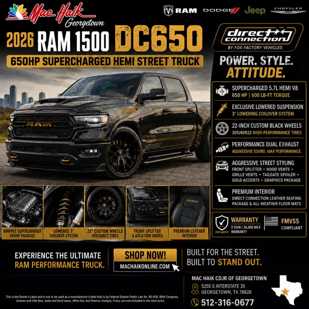 2026 Ram 1500 DC650 650HP Supercharged HEMI Lowered • Loud • Built for the Street Mac Haik Dodge Chrysler Jeep Ram of Georgetown