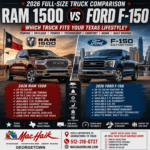 2026 Full-Size Truck Comparison RAM 1500 vs Ford F-150 HEMI • Hurricane • EcoBoost • V8 • Hybrid Towing • Payload • Work • Daily Driving Which Truck Fits Your Texas Lifestyle? Mac Haik Dodge Chrysler Jeep Ram of Georgetown