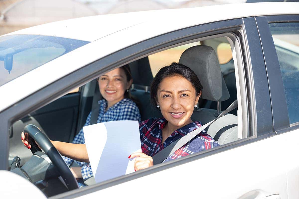 Two women in a car