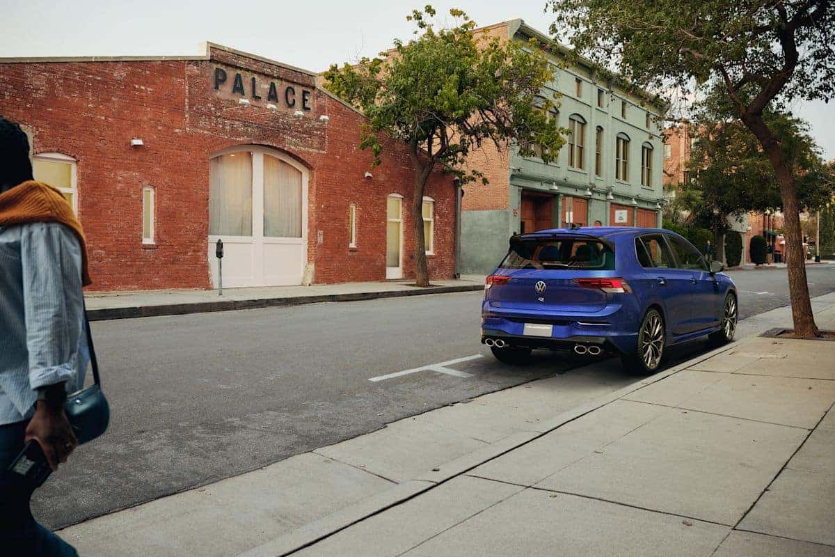 2026 Volkswagen Golf R performance hatchback in Lapiz Blue Metallic, serving Augusta GA drivers, Masters patrons and Fort Eisenhower at Midlands Volkswagen