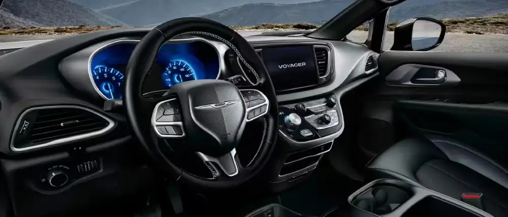 2027 Chrysler Voyager interior with Uconnect 5 touchscreen and seating for seven