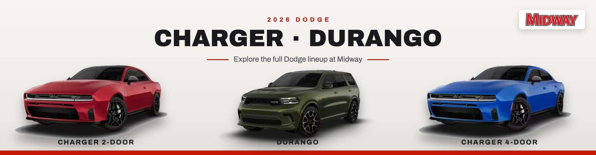 New 2026 Dodge models at Midway CDJR in Kearney, NE