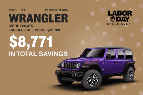 2026 Jeep Wrangler Rubicon 4x4 special offer at Midway Chrysler Dodge Jeep Ram