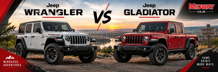Jeep Wrangler vs Jeep Gladiator for Nebraska Adventures