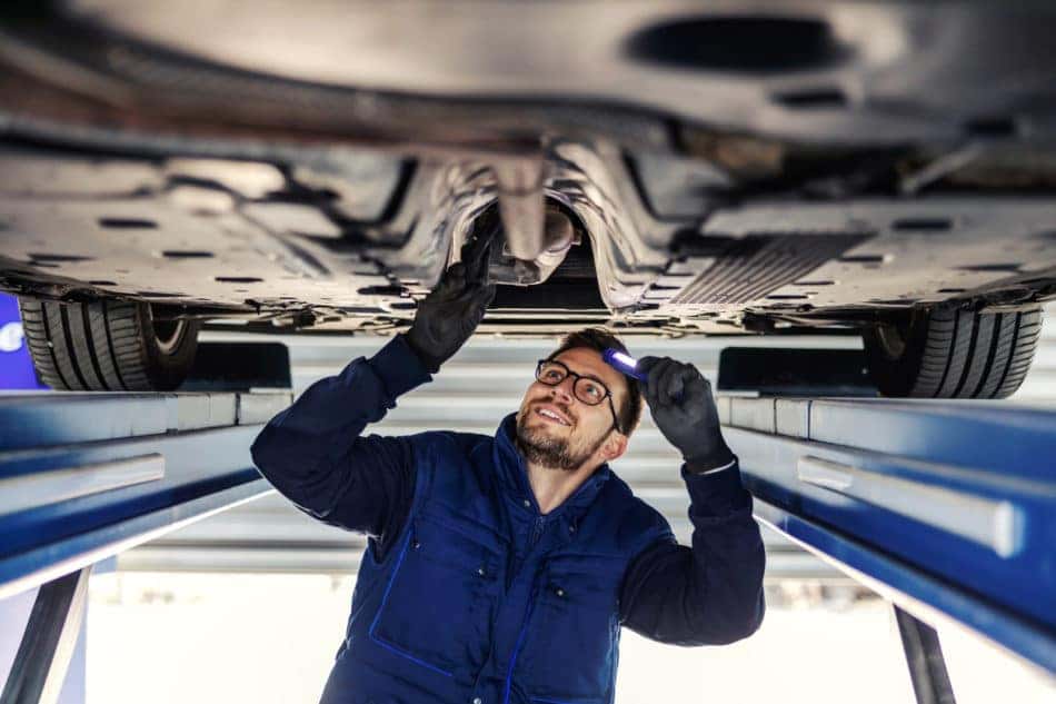 Technical inspection of a vehicle at a dealership service department