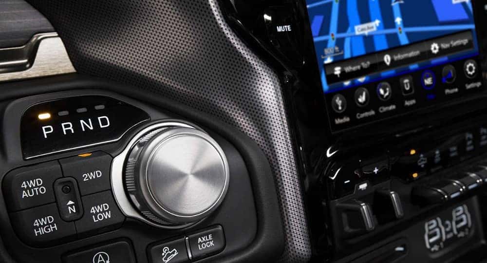 2019 Ram 1500 rotary E-Shifter and touchscreen