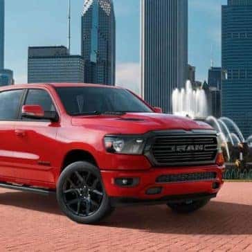 2020-Ram-1500-Laramie-in-red-parked-in-Chicago