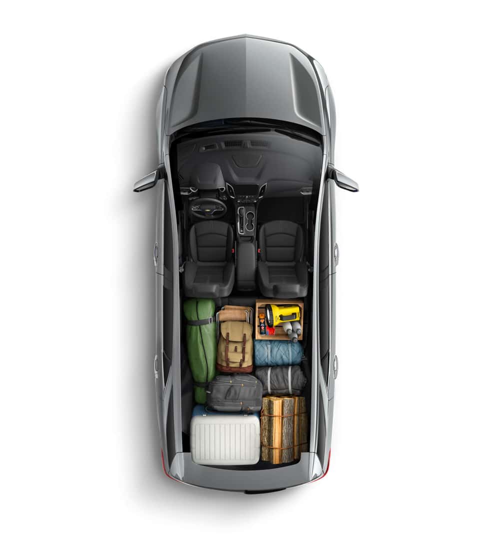 Top down view of a silver Chevy Equinox storage capacity