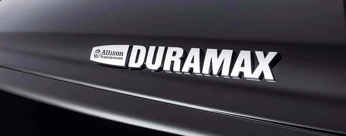 A Duramax logo is shown on a black 2020 Chevy Silverado 4500 HD.