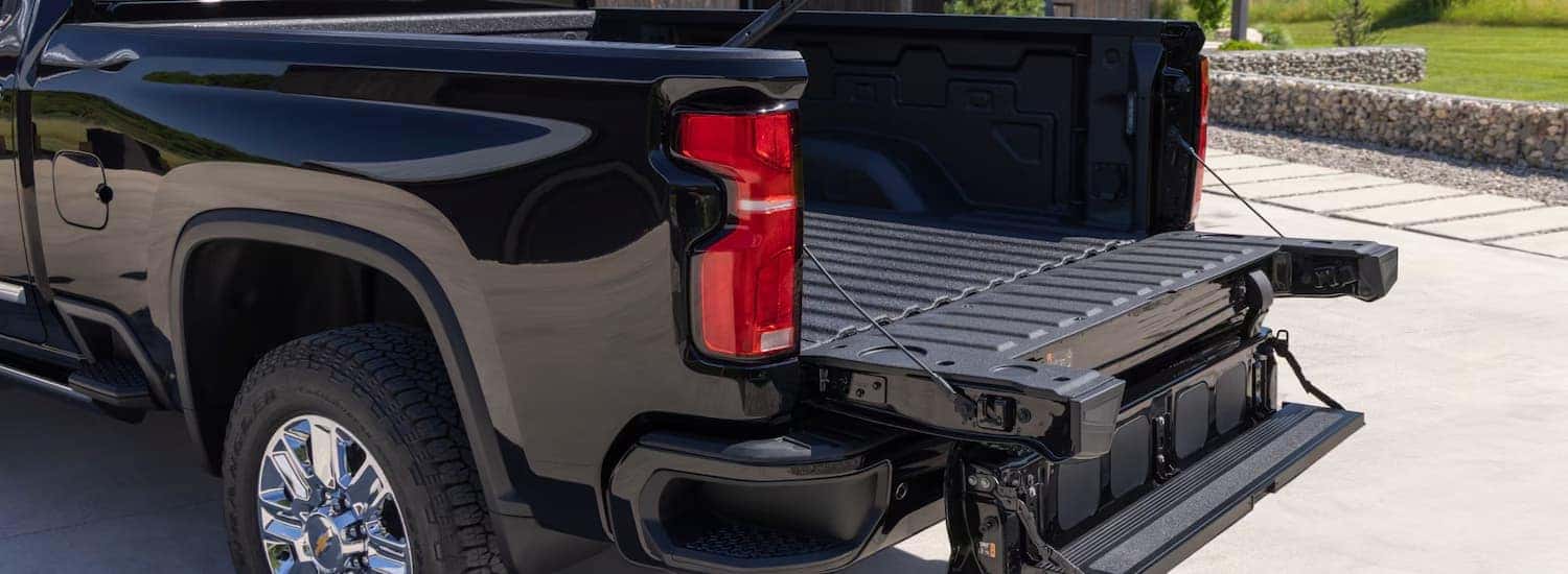 The tailgate on a black 2025 Chevy Silverado 2500 for sale in Richmond