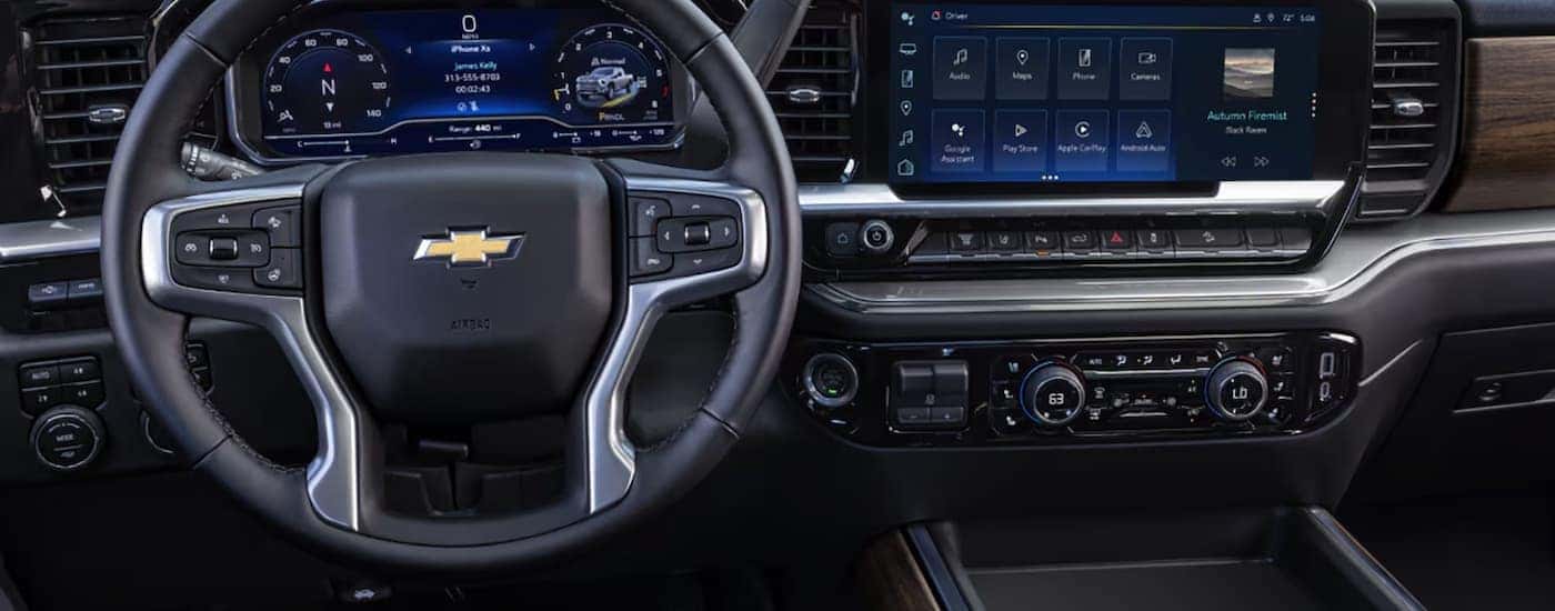 Infotainment and digital gauge cluster on a 2025 Chevy Silverado 3500 for sale in Richmond