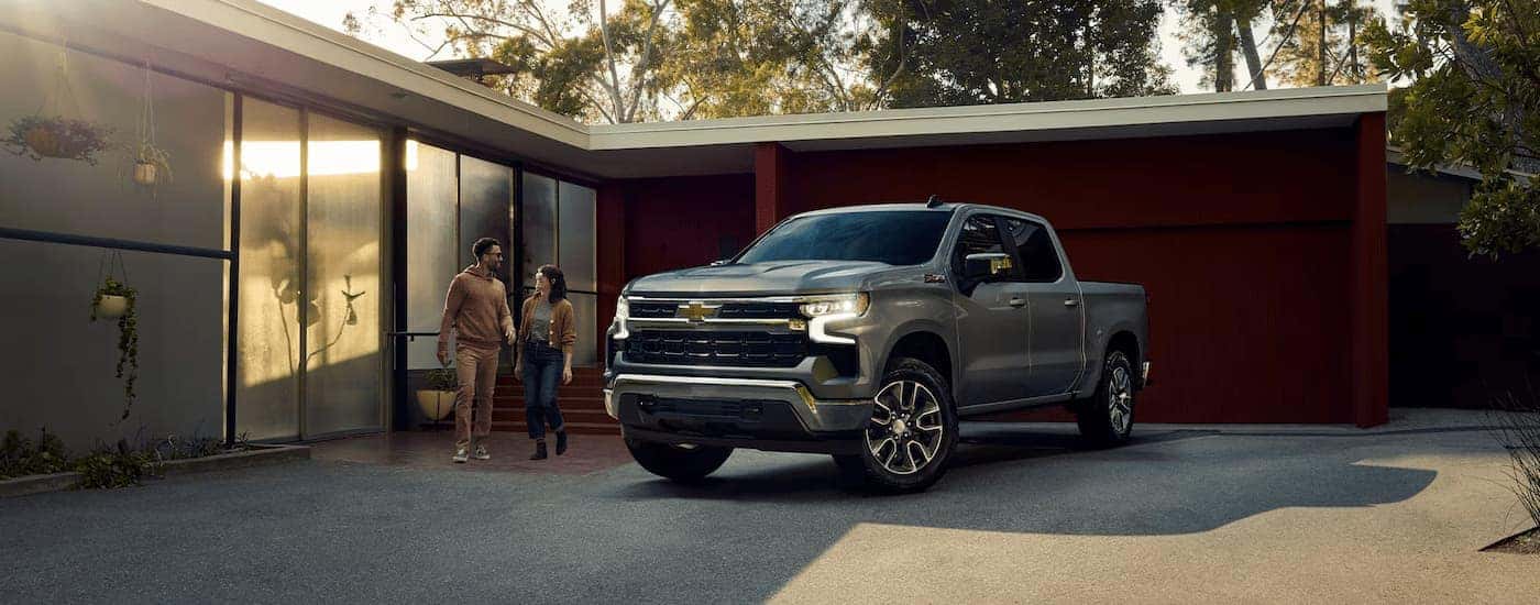 Silver 2025 Chevy Silverado 1500 Z71 parked in a driveway
